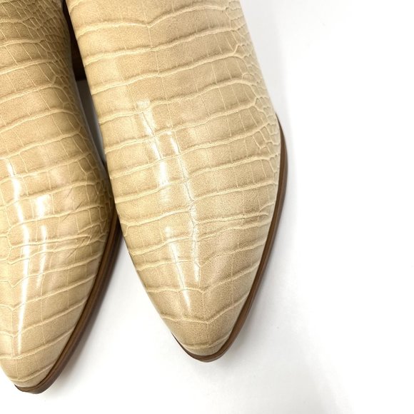 Chinese Laundry Womens Size 8.5 Beige Tan Cream Faux Vegan Leather Croc Boots - Picture 5 of 14